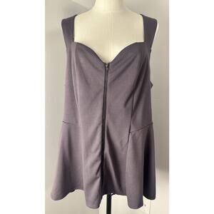 Torrid Plus Sweetheart Neckline Sleeveless Zipper/Lace Tunic Grey Sz 2 (18/20)